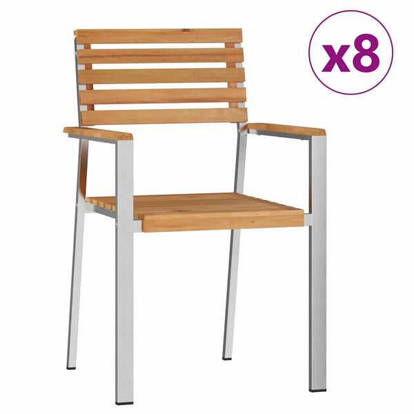 vidaXL Outdoor Dining Set 9 pcs Brown Solid Teak Wood
