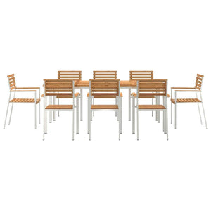 vidaXL Outdoor Dining Set 9 pcs Brown Solid Teak Wood
