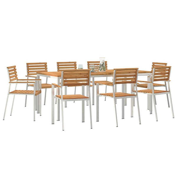 vidaXL Outdoor Dining Set 9 pcs Brown Solid Teak Wood