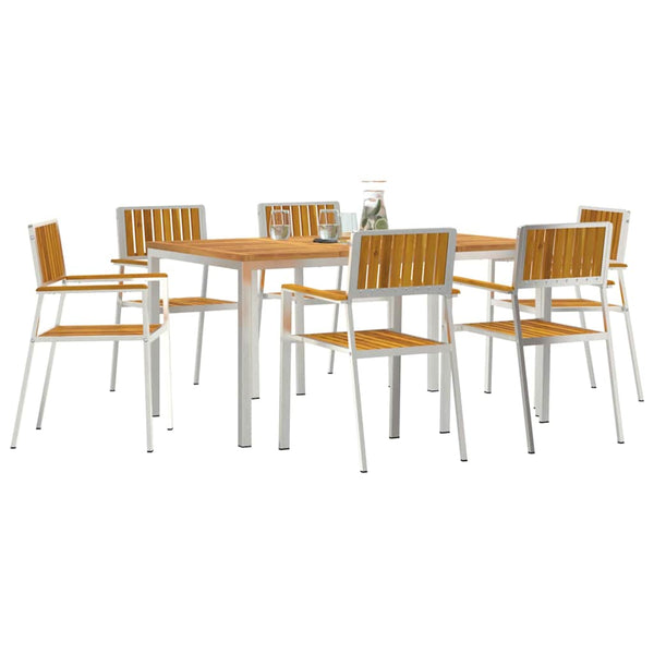 vidaXL Outdoor Dining Set 7 pcs Brown Solid Acacia Wood