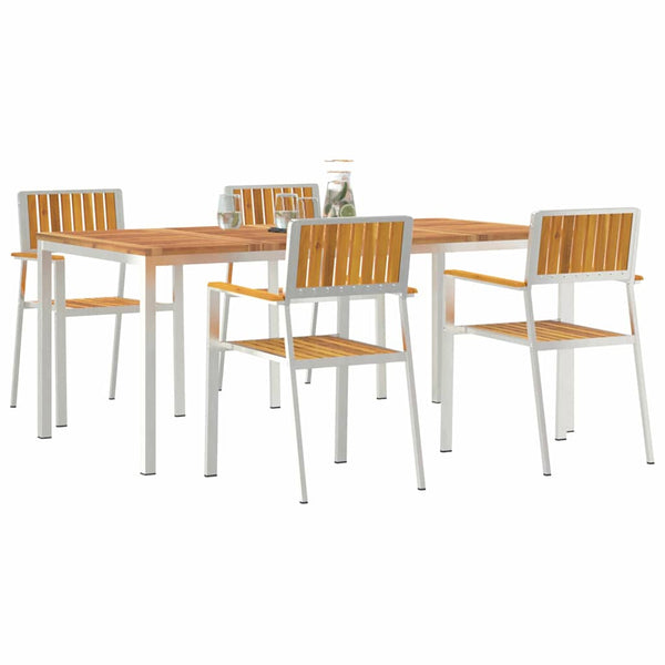vidaXL Outdoor Dining Set 5 pcs Brown Solid Acacia Wood