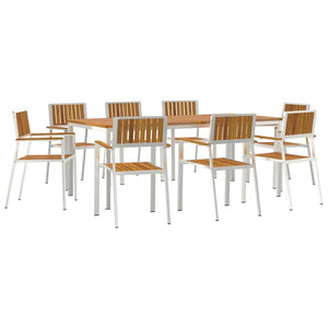vidaXL Outdoor Dining Set 9 pcs Brown Solid Acacia Wood