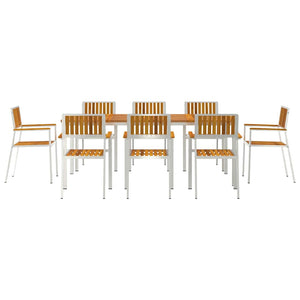 vidaXL Outdoor Dining Set 9 pcs Brown Solid Acacia Wood