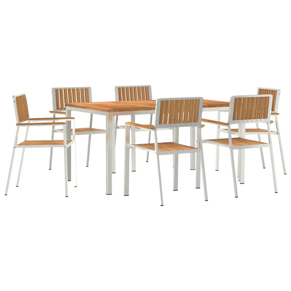 vidaXL Outdoor Dining Set 7 pcs Brown Solid Teak Wood