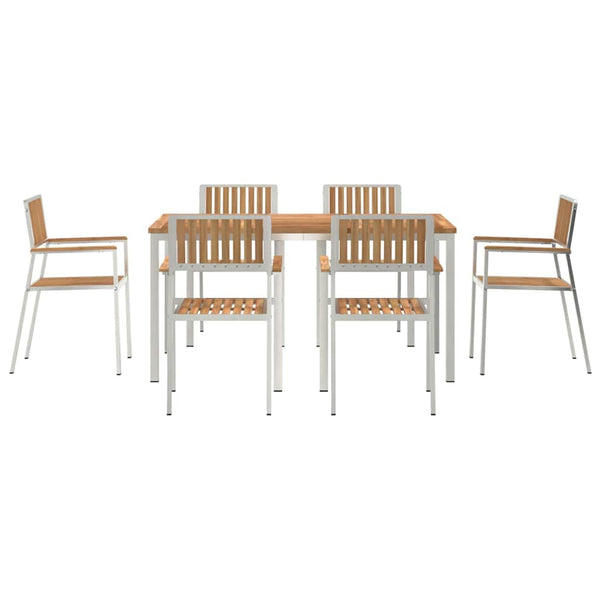 vidaXL Outdoor Dining Set 7 pcs Brown Solid Teak Wood