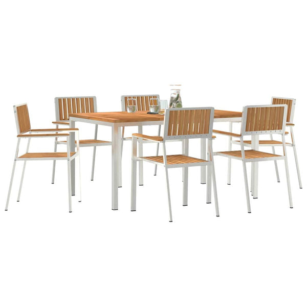 vidaXL Outdoor Dining Set 7 pcs Brown Solid Teak Wood