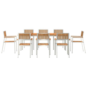 vidaXL Outdoor Dining Set 9 pcs Brown Solid Teak Wood