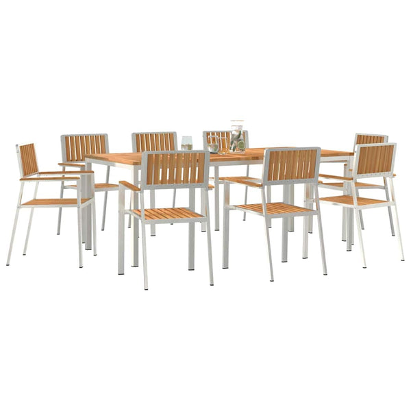 vidaXL Outdoor Dining Set 9 pcs Brown Solid Teak Wood