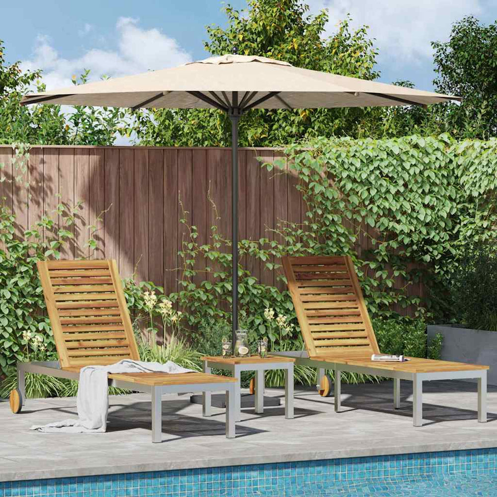 vidaXL Sun Lounger 2-person 3 pcs Brown Solid Acacia Wood