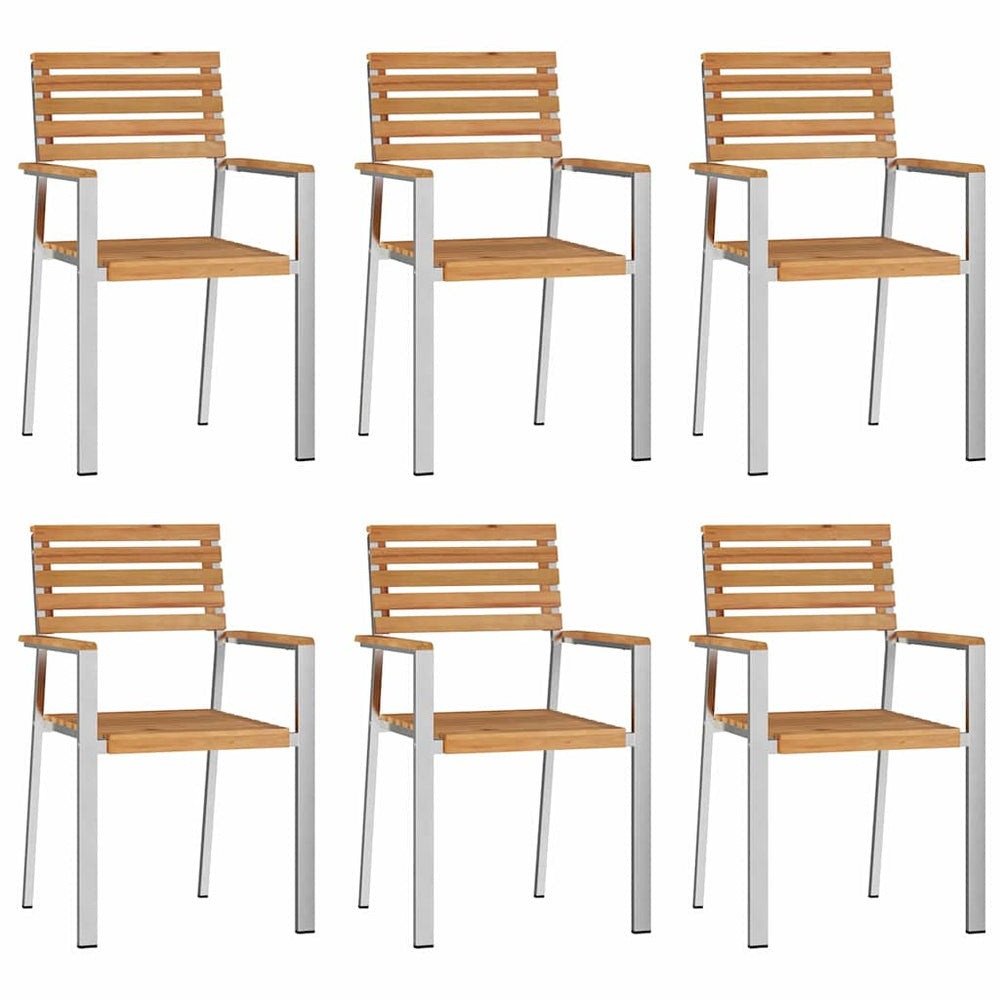 vidaXL Garden Chair 6 pcs Oil-Natural 56 x 54.5 x 87 cm Solid Teak Wood
