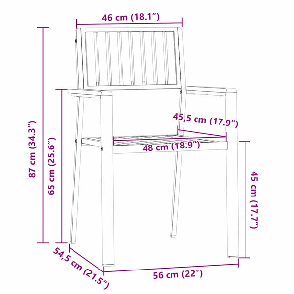 vidaXL Garden Chairs 6 pcs Brown 56 x 54.5 x 87 cm Solid Teak Wood