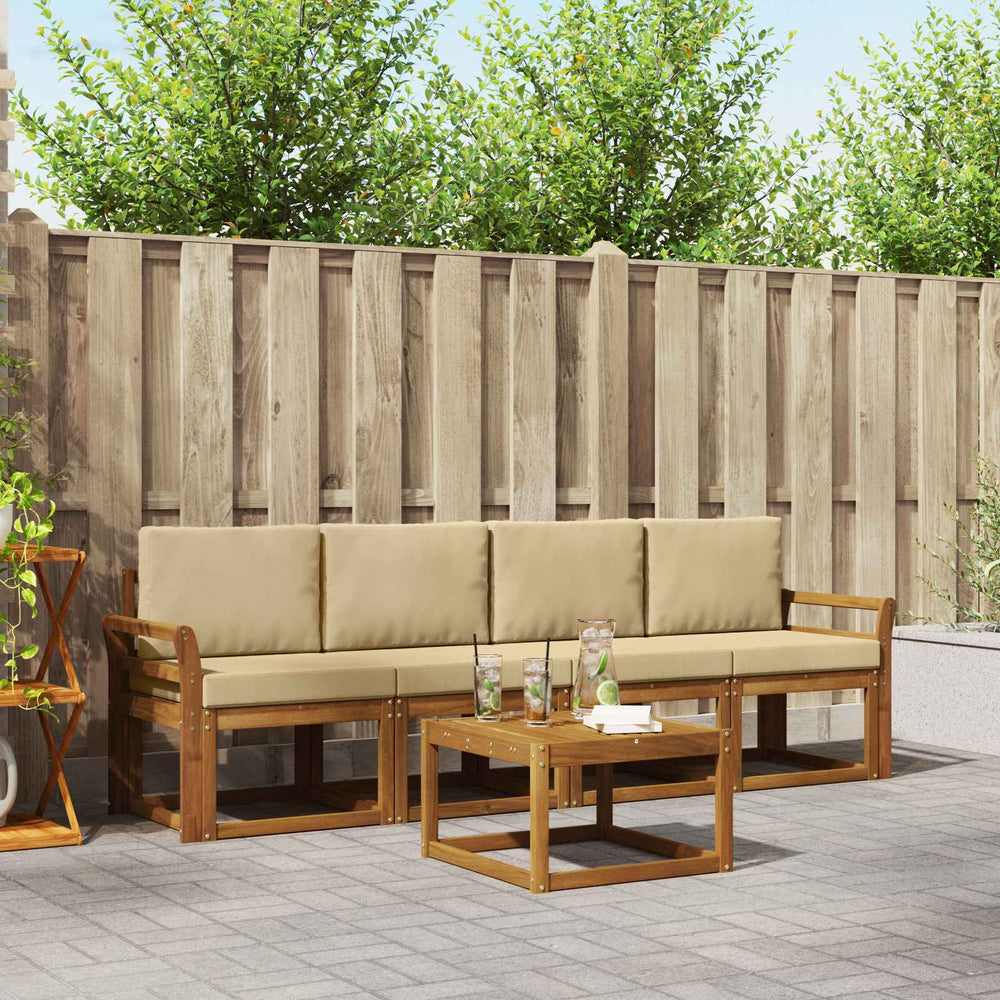 vidaXL Outdoor Sofa Set 5 pcs Natural and Beige Solid Acacia Wood