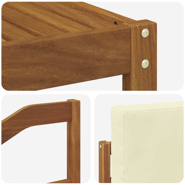 vidaXL Outdoor Sofa Set 9 pcs Solid Acacia Wood Natural and Cream