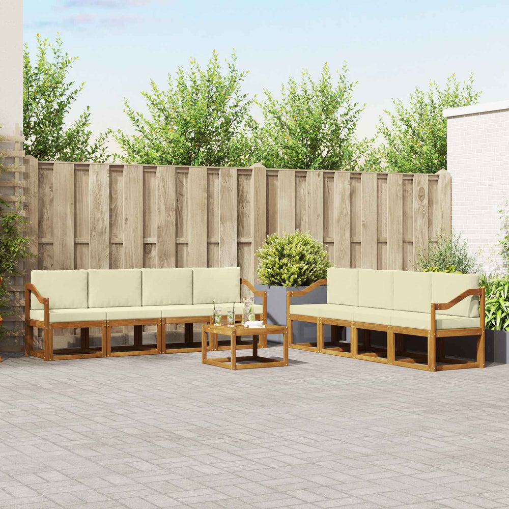 vidaXL Outdoor Sofa Set 9 pcs Solid Acacia Wood Natural and Cream