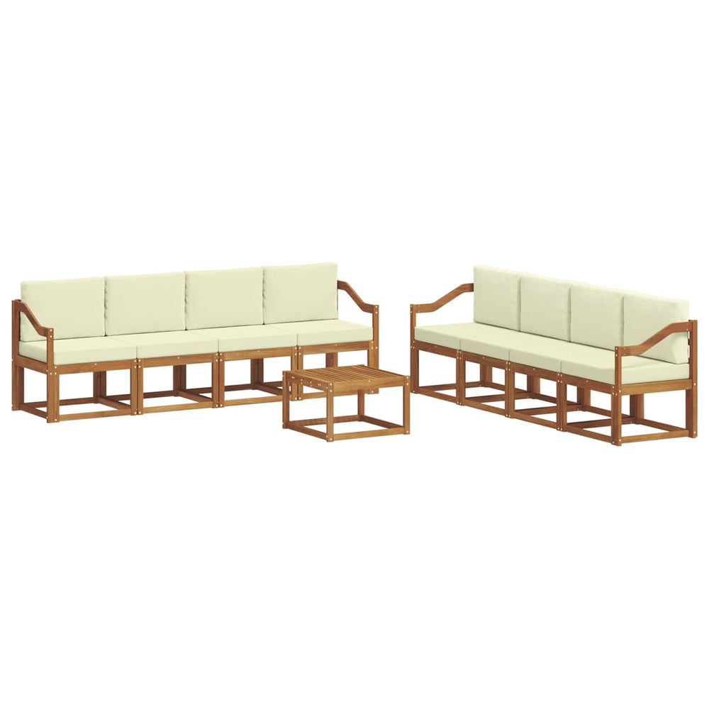 vidaXL Outdoor Sofa Set 9 pcs Solid Acacia Wood Natural and Cream