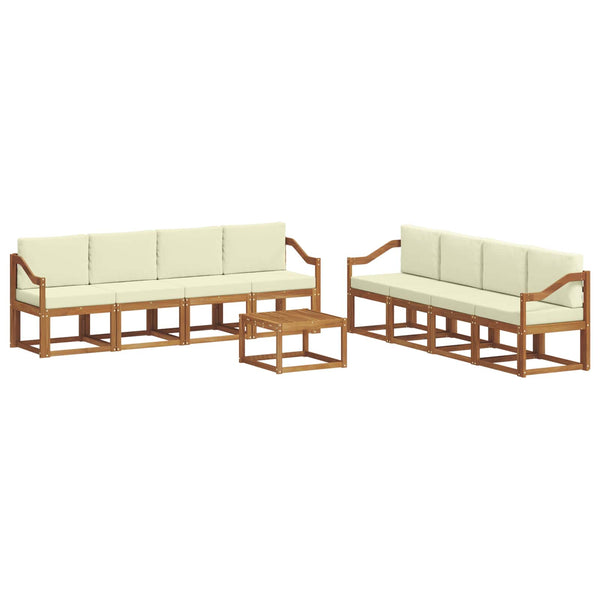 vidaXL Outdoor Sofa Set 9 pcs Solid Acacia Wood Natural and Cream