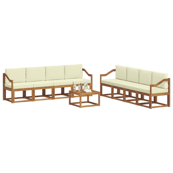 vidaXL Outdoor Sofa Set 9 pcs Solid Acacia Wood Natural and Cream