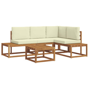 vidaXL Outdoor Sofa Set with Cushions 5 Piece Natural and Cream