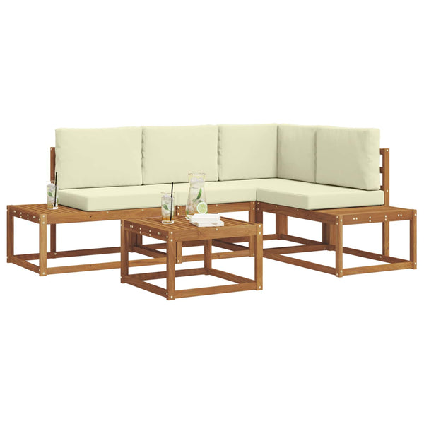 vidaXL Outdoor Sofa Set with Cushions 5 Piece Natural and Cream