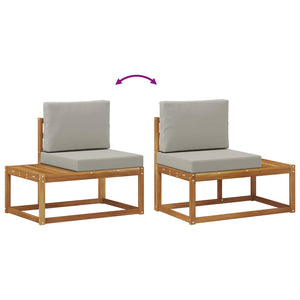 vidaXL 5-Piece Outdoor Sofa Set with Cushions Natural and Light Grey