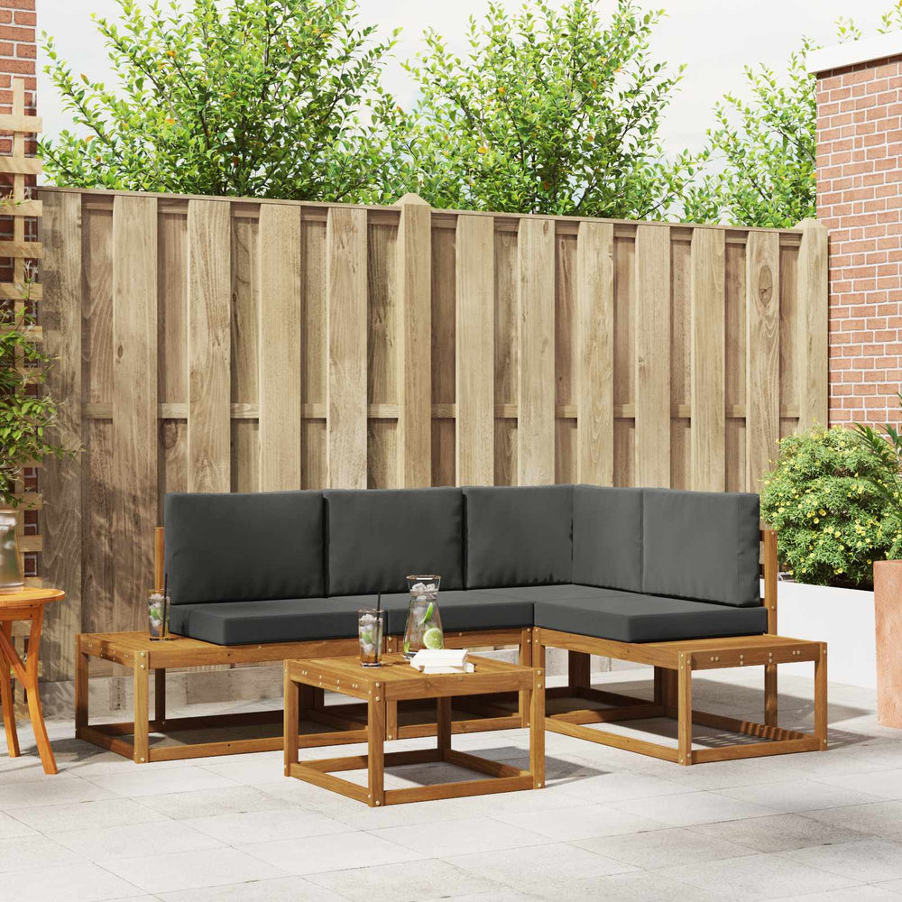 vidaXL 5-Piece Outdoor Sofa Set with Cushions Natural and Anthracite