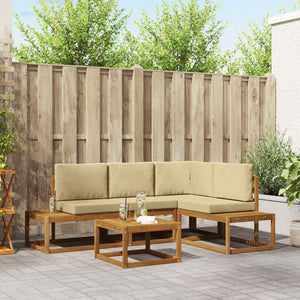 vidaXL 5 Piece Outdoor Sofa Set with Cushions Natural and Beige