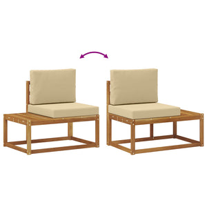 vidaXL 5 Piece Outdoor Sofa Set with Cushions Natural and Beige
