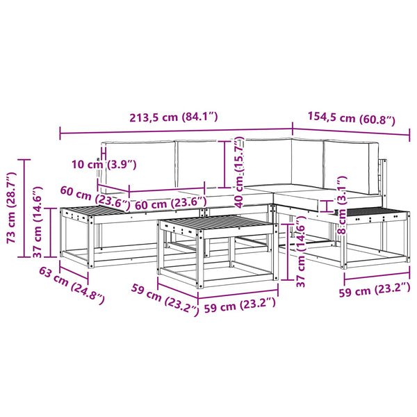 vidaXL 5 Piece Outdoor Sofa Set with Cushions Natural and Beige