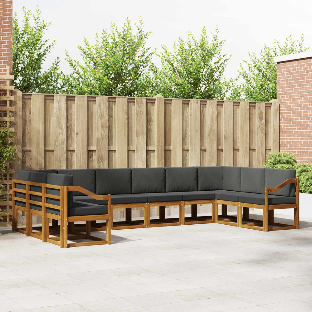 vidaXL Outdoor Sofa Set with Cushions 10 pcs Natural and Anthracite