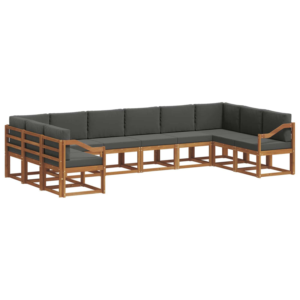 vidaXL Outdoor Sofa Set with Cushions 10 pcs Natural and Anthracite