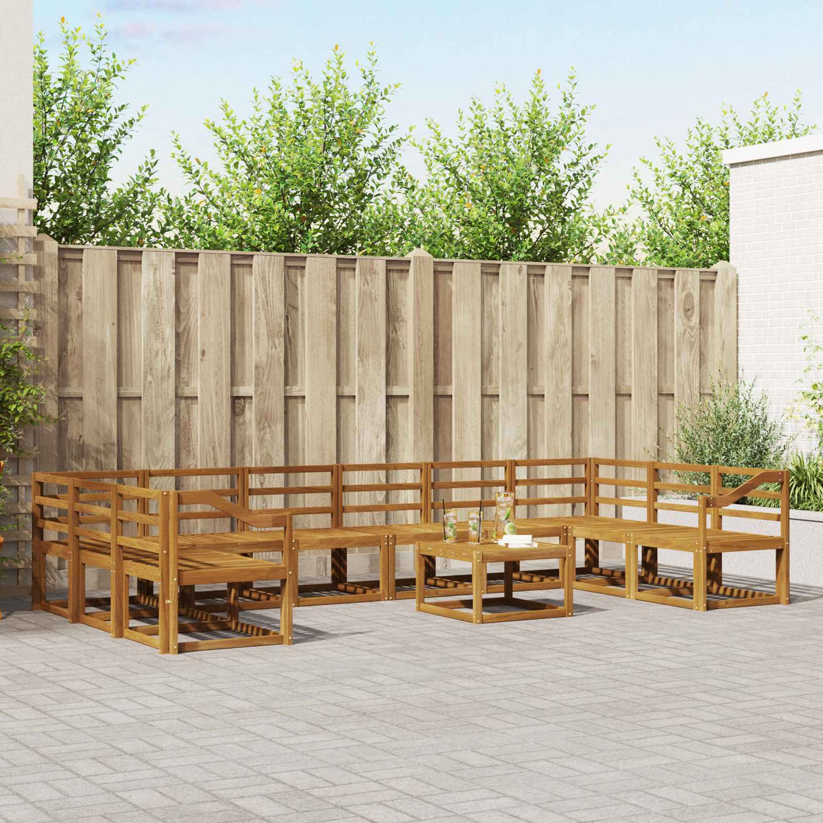 vidaXL 11-Piece Outdoor Sofa Set Natural Solid Acacia Wood