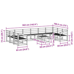 vidaXL 11-Piece Outdoor Sofa Set Natural Solid Acacia Wood