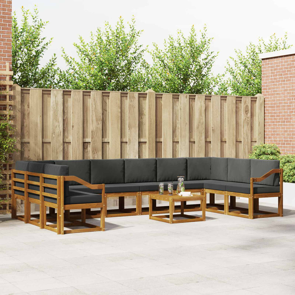 vidaXL Outdoor Sofa Set with Cushions 11 pcs Natural and Anthracite