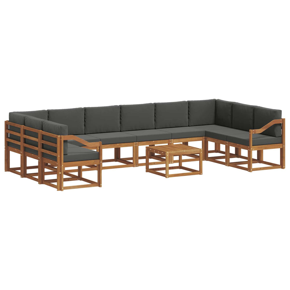vidaXL Outdoor Sofa Set with Cushions 11 pcs Natural and Anthracite
