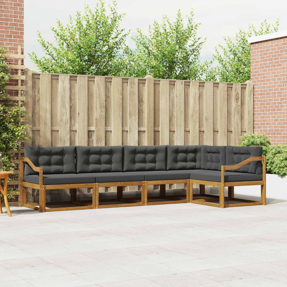 vidaXL Outdoor Sofa Set with Cushions 5 pcs Natural and Anthracite