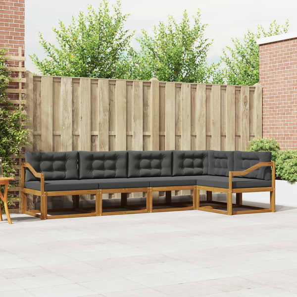 vidaXL Outdoor Sofa Set with Cushions 5 pcs Natural and Anthracite