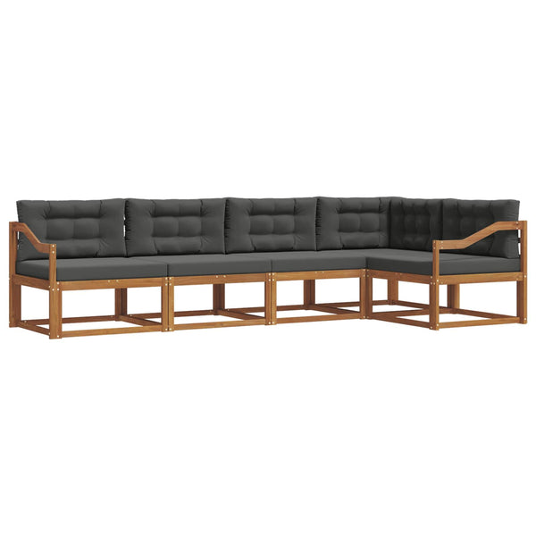 vidaXL Outdoor Sofa Set with Cushions 5 pcs Natural and Anthracite