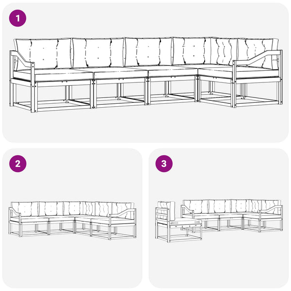 vidaXL Outdoor Sofa Set with Cushions 5 pcs Natural and Anthracite
