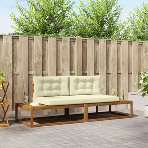 vidaXL Outdoor Sofa Set with Cushions 2 Pieces Natural and Cream