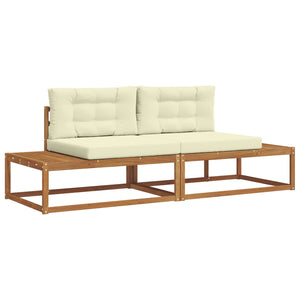 vidaXL Outdoor Sofa Set with Cushions 2 Pieces Natural and Cream