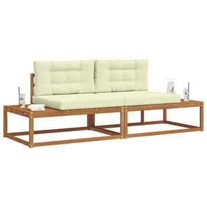 vidaXL Outdoor Sofa Set with Cushions 2 Pieces Natural and Cream