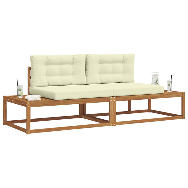 vidaXL Outdoor Sofa Set with Cushions 2 Pieces Natural and Cream