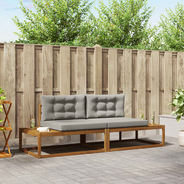 vidaXL Outdoor Sofa Set with Cushions 2 Piece Natural and Light Grey