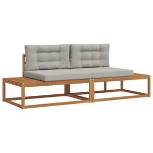 vidaXL Outdoor Sofa Set with Cushions 2 Piece Natural and Light Grey