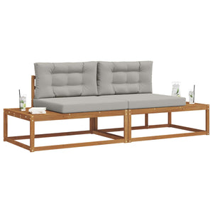 vidaXL Outdoor Sofa Set with Cushions 2 Piece Natural and Light Grey
