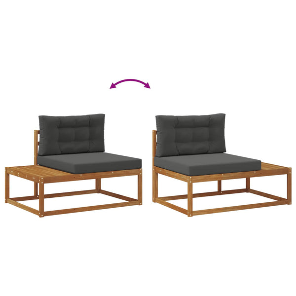 vidaXL Outdoor Sofa Set with Cushions 2 Pieces Natural and Anthracite