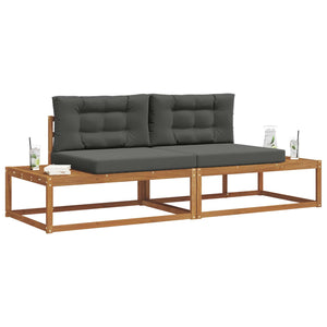 vidaXL Outdoor Sofa Set with Cushions 2 Pieces Natural and Anthracite
