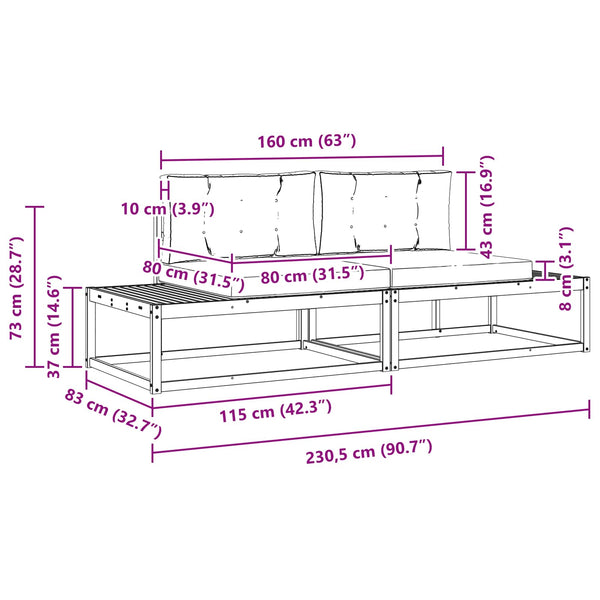 vidaXL Outdoor Sofa Set with Cushions 2 Pieces Natural and Anthracite