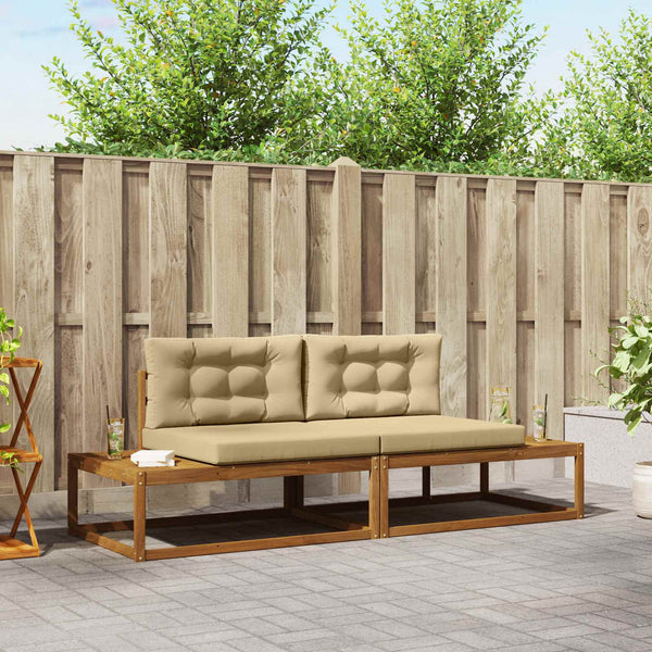 vidaXL Outdoor Sofa Set with Cushions 2 Pieces Natural and Beige