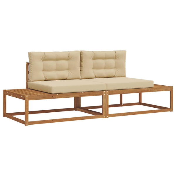 vidaXL Outdoor Sofa Set with Cushions 2 Pieces Natural and Beige